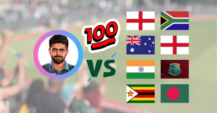babar azam centuries against teams and countries