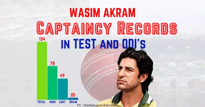 wasim akram captaincy record in test and odi for pakistan
