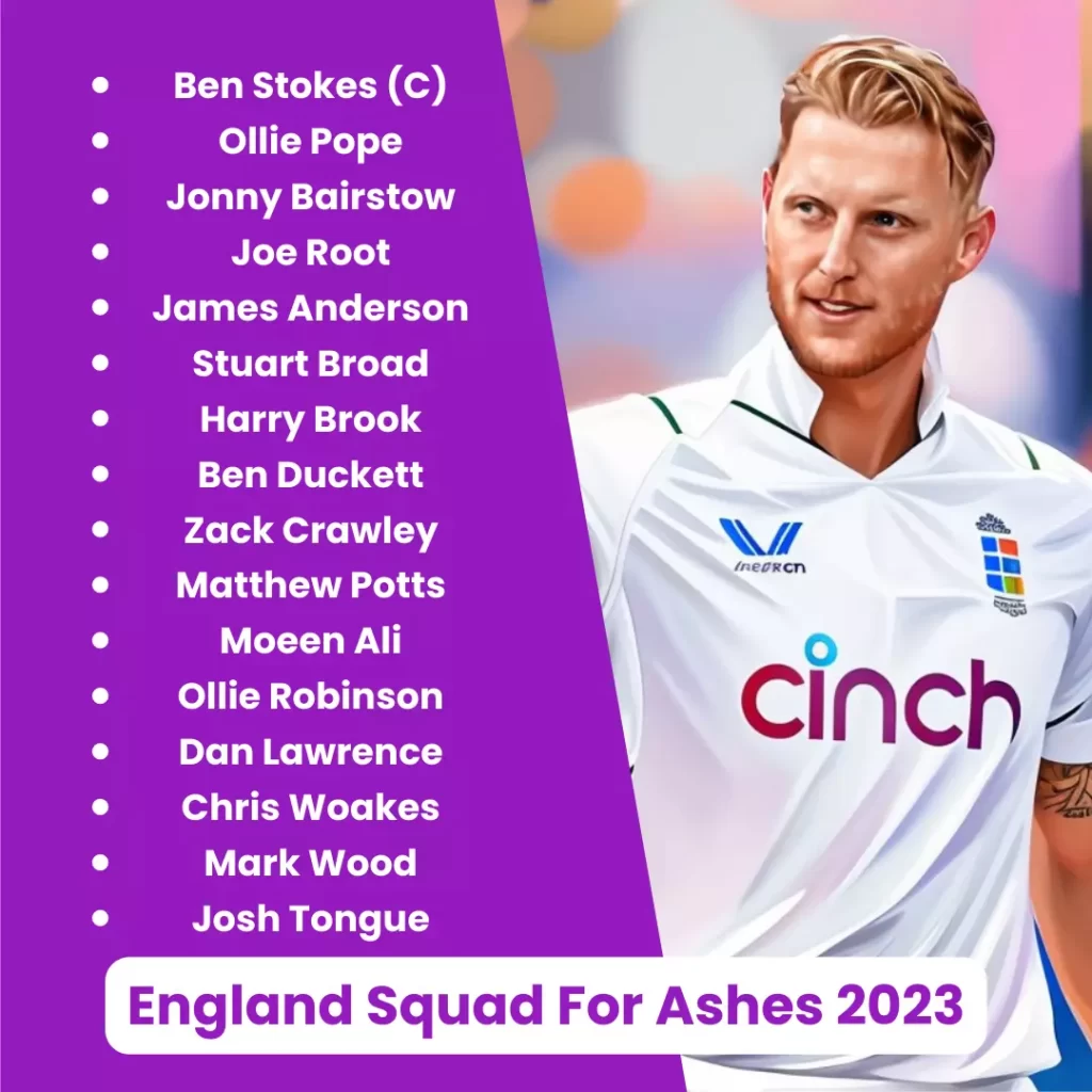 England squad for ashes 2023